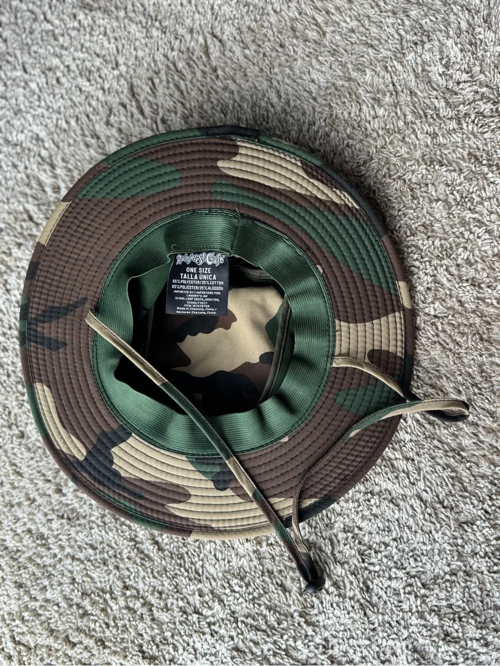 Rainforest Cafe Kids Camo Boonie Safari Hat One Size Adjustable Chin Strap
